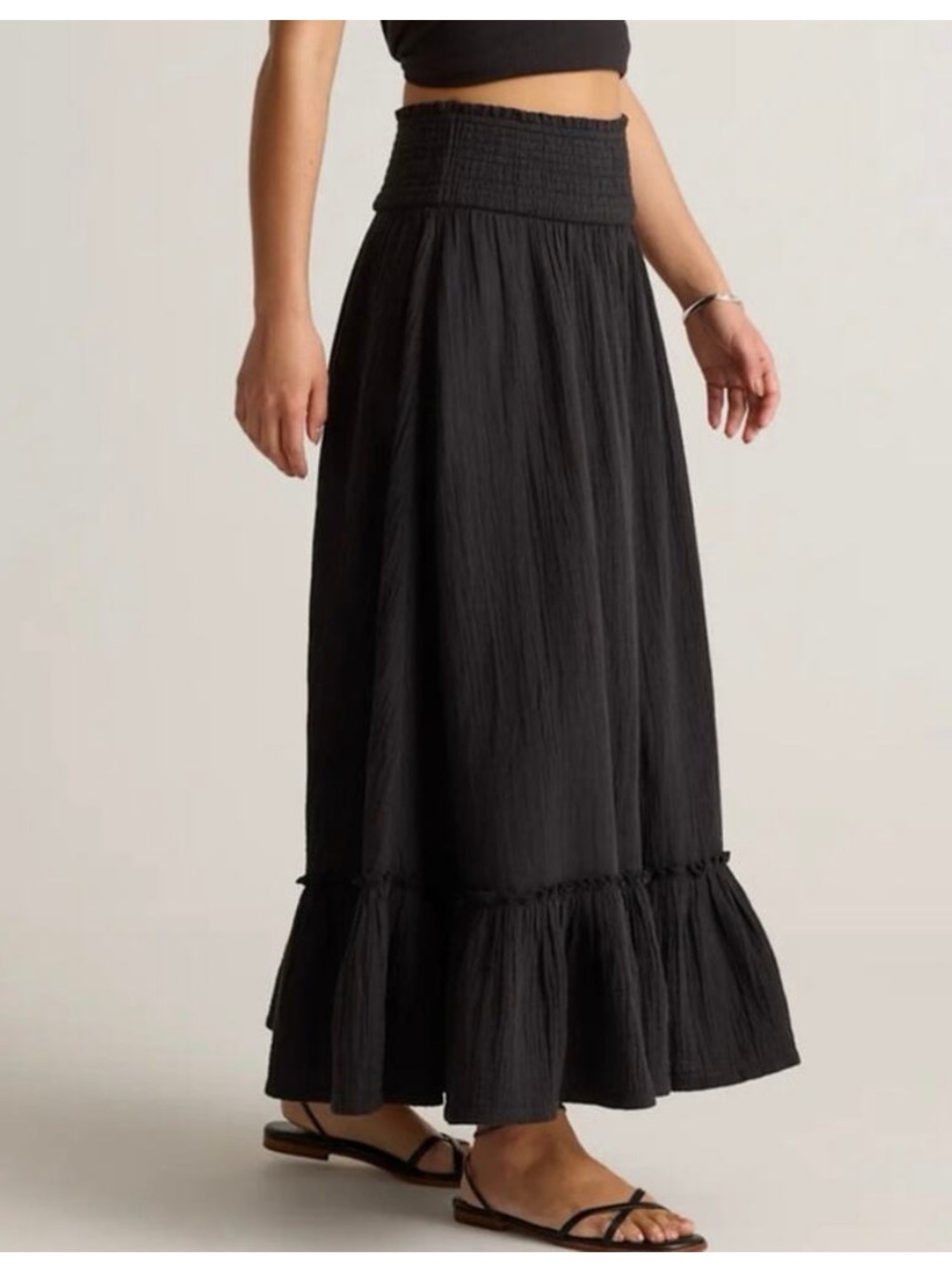 Quince Maxi Smocked-Waist Skirt New with Tags Small